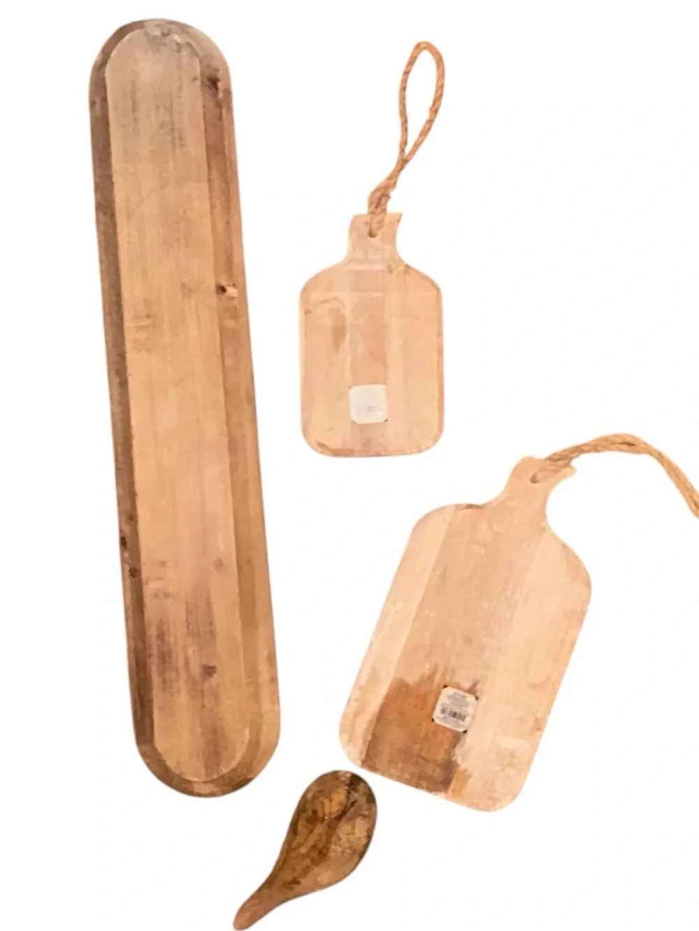 Rustic Wood Serving Board Set - Natural Brown